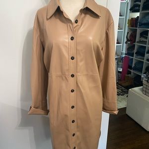 Zara Camel Faux Leather Dress- Size L - NWT
